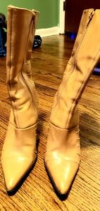 Camel color high heel boots